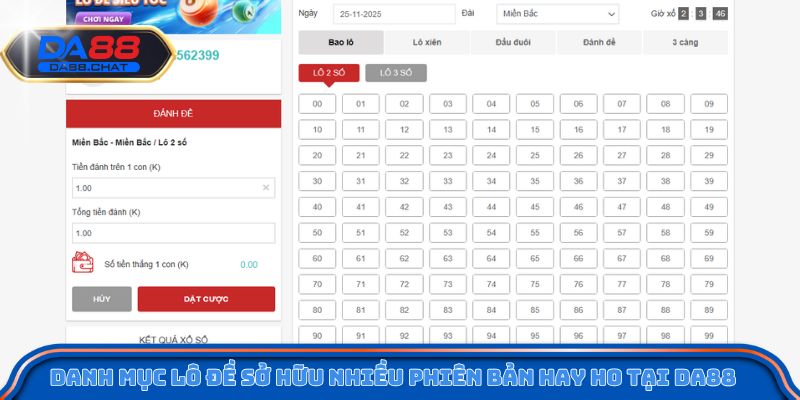 Danh mục Lô đề sở hữu nhiều phiên bản hay ho tại DA88