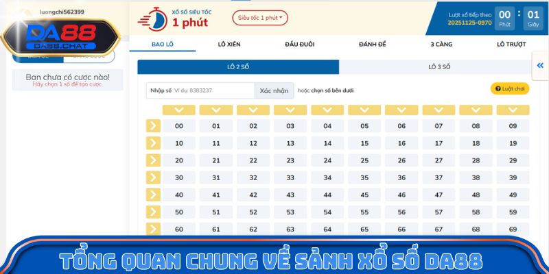 Tổng quan chung về sảnh xổ số DA88